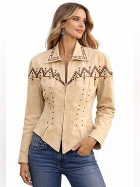 Vintage Cache Western Beaded Jacket Studded Cowgirl Rodeo USA